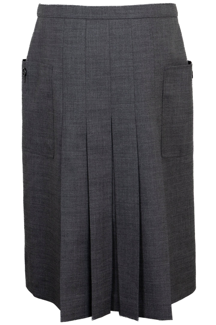 PRADA Pleated Pocket Skirt Wool Grey
