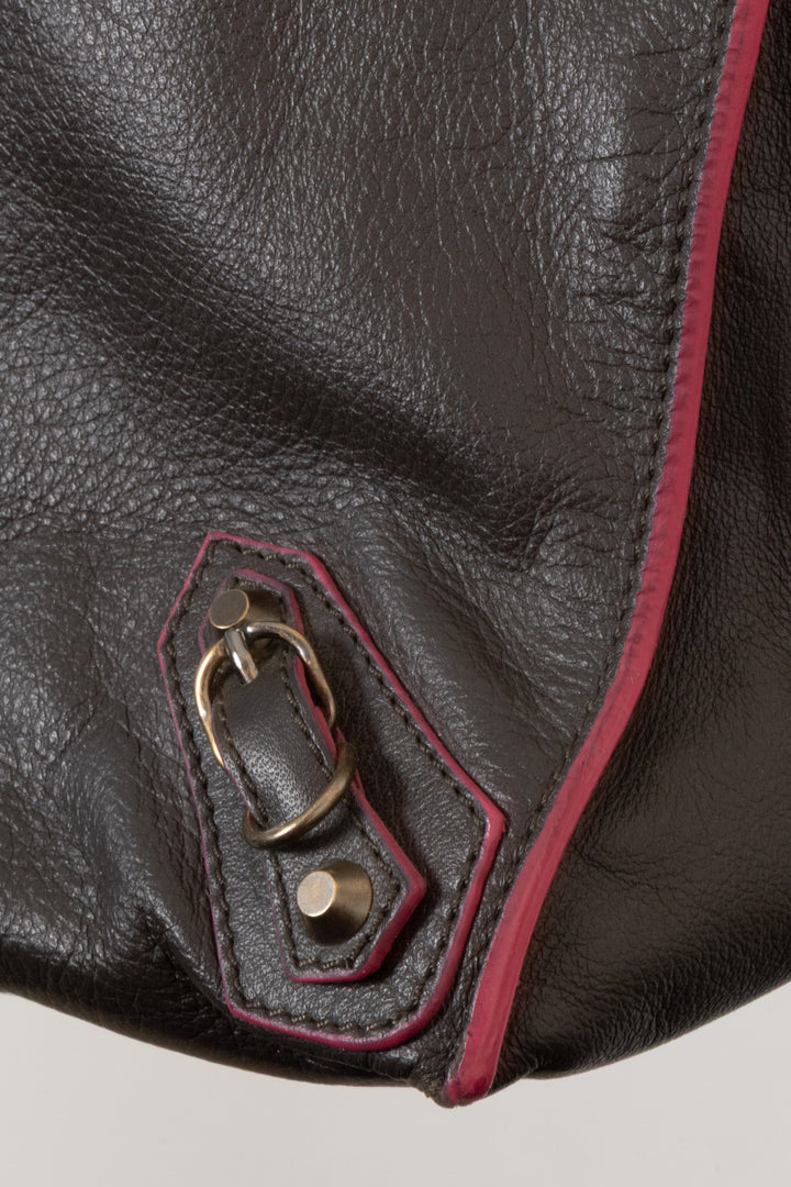 BALENCIAGA Papier Hobo Bag Leather Brown Pink