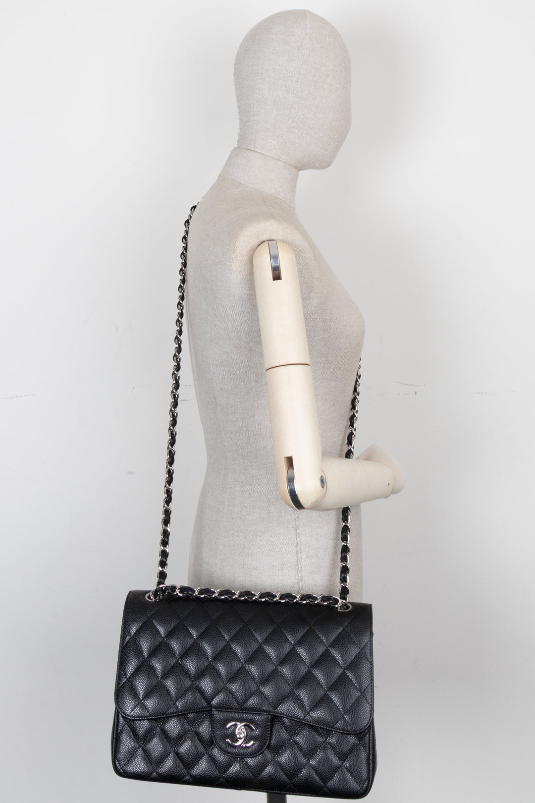 CHANEL Double Flap Bag Large Caviar Black