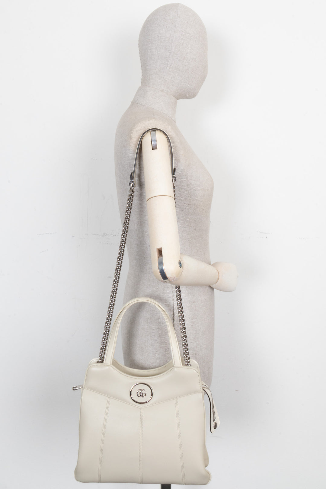 GUCCI Petite GG Tote Small Leather Cream