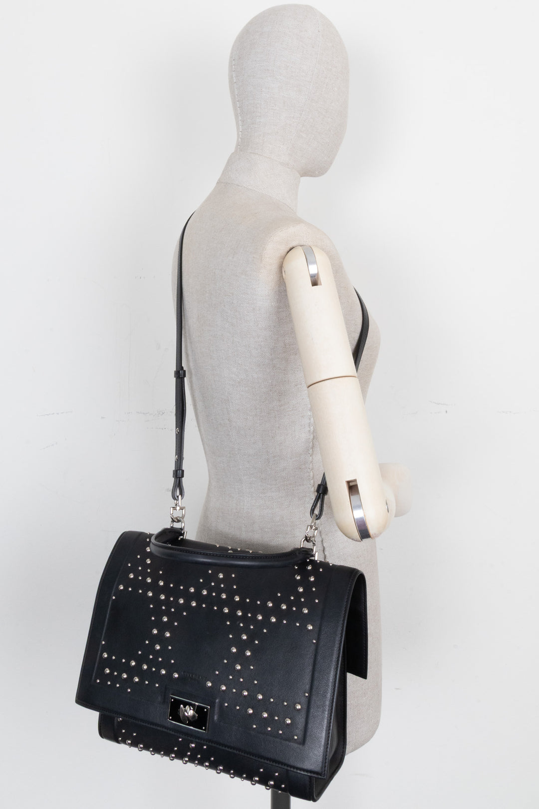 GIVENCHY Studded Shark Bag Leather Black