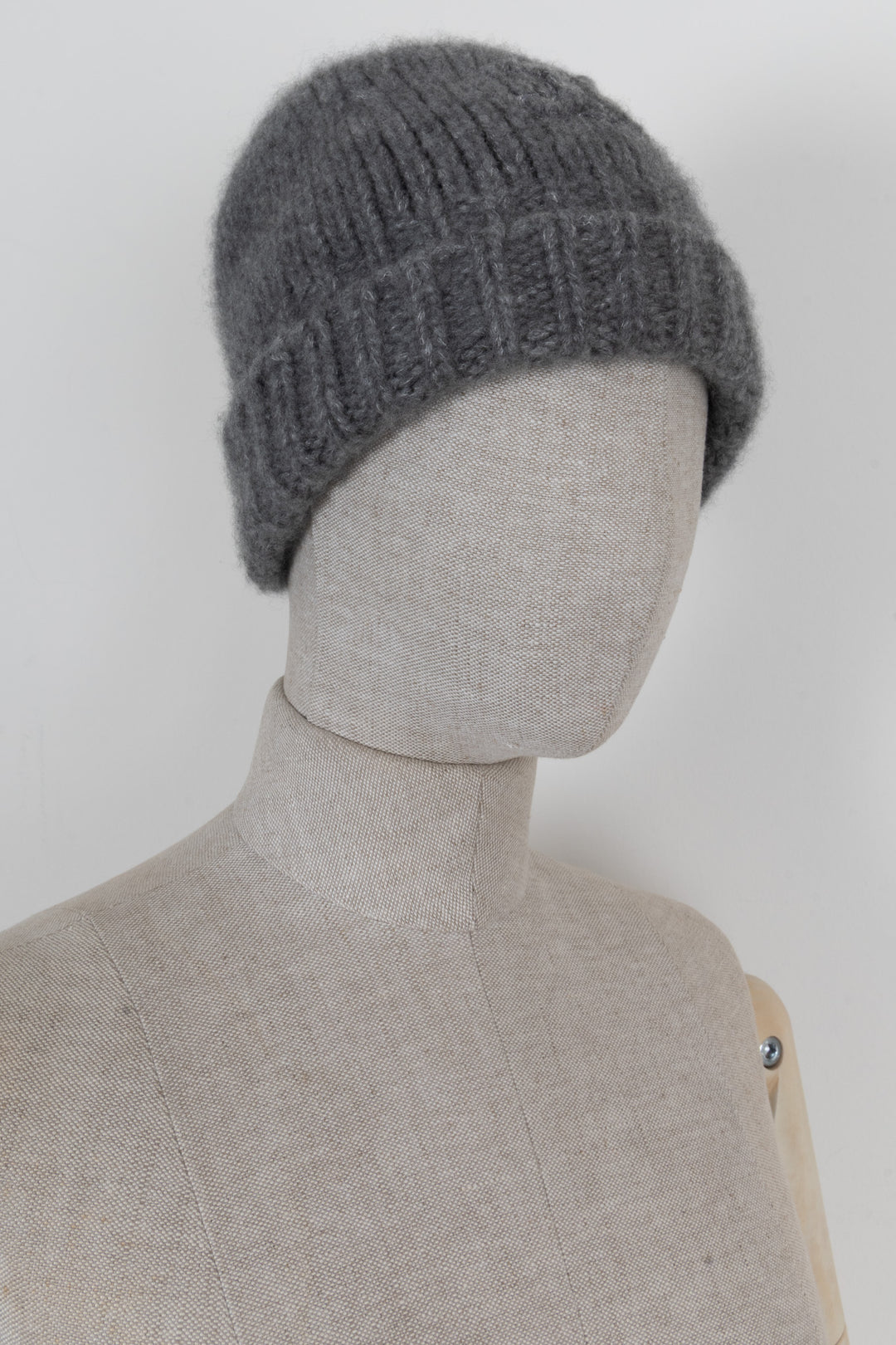 CELINE Triomphe Knit Beanie Hat Cashmere Grey