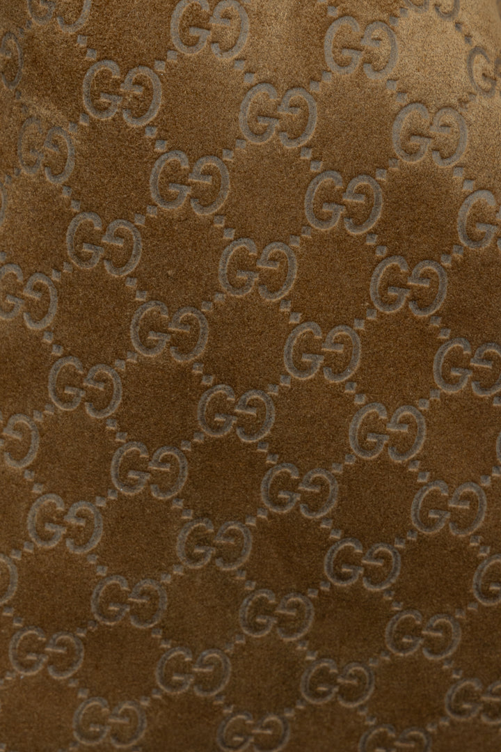 GUCCI Large Beatrix Horsebit Hobo Bag Suede Beige