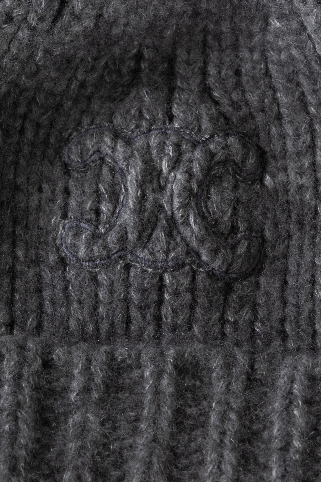 CELINE Triomphe Knit Beanie Hat Cashmere Grey