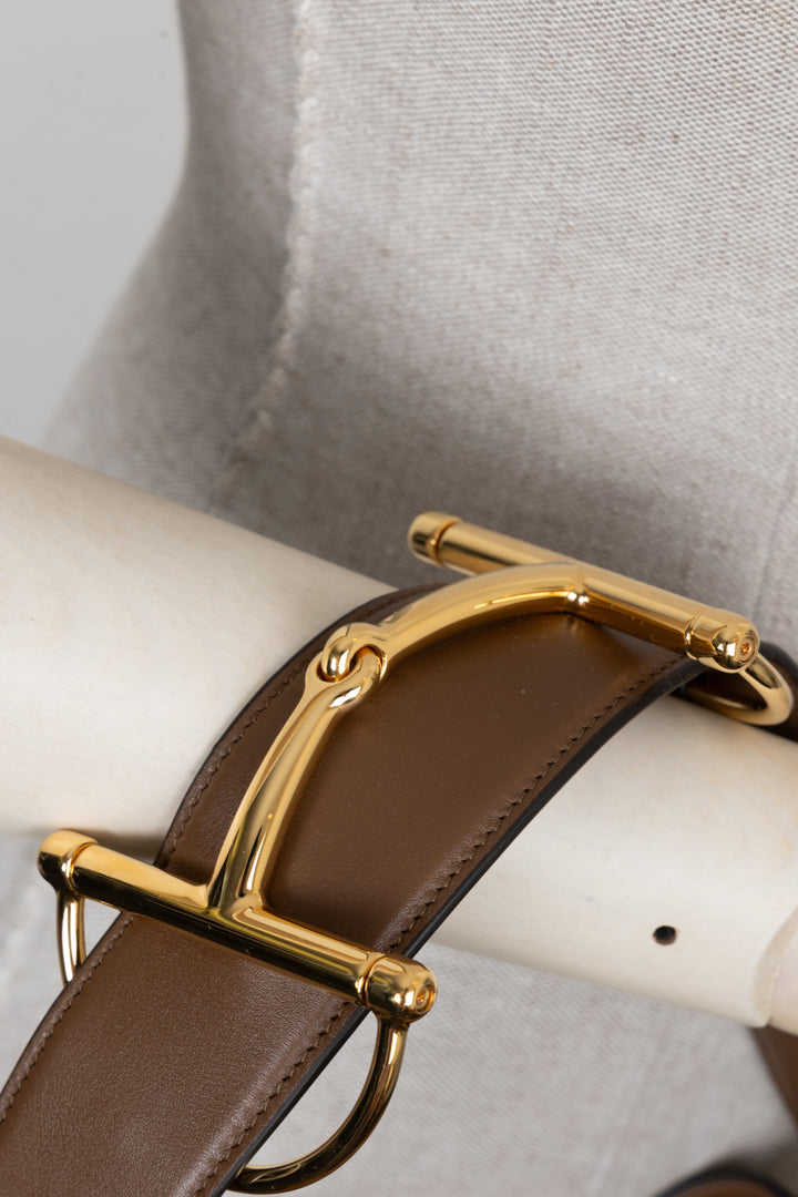 GUCCI Large Beatrix Horsebit Hobo Bag Suede Beige