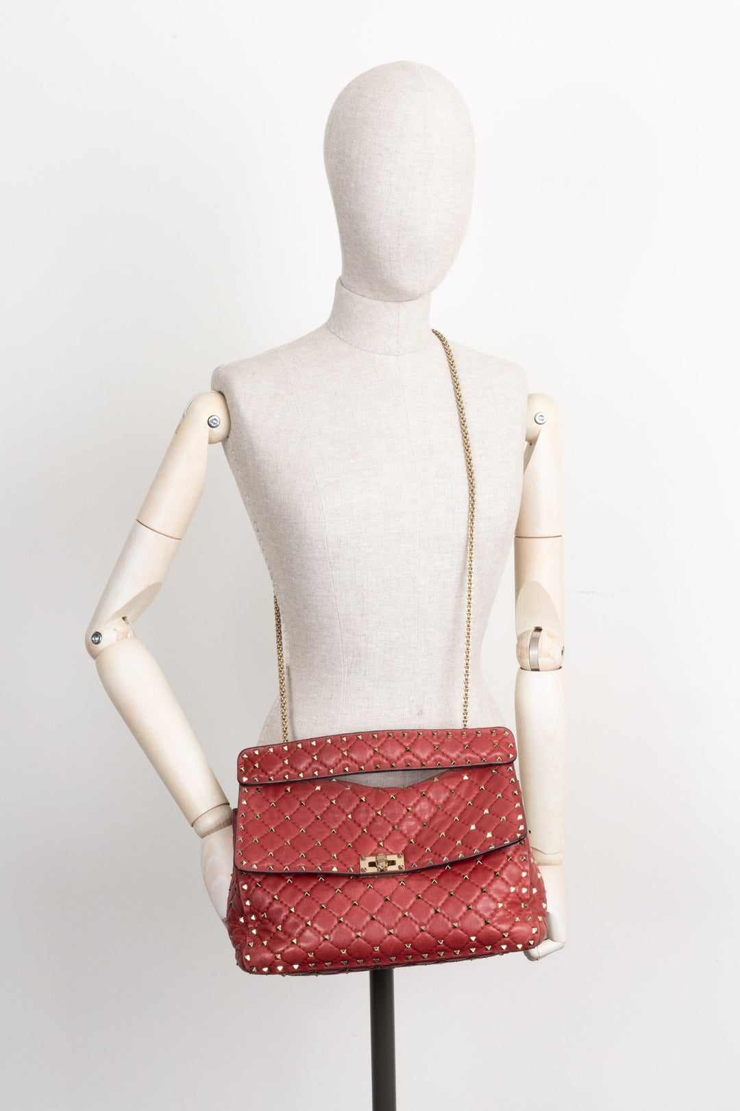 VALENTINO Rockstud Spike Sac Grand Rouge