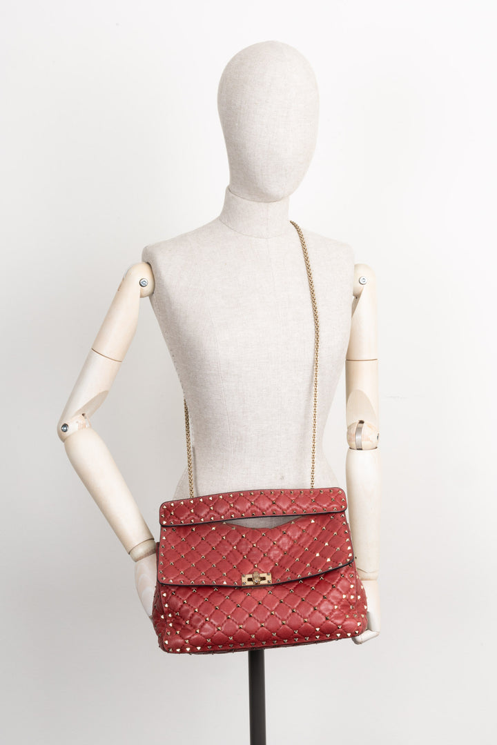 VALENTINO Rockstud Spike Sac Grand Rouge