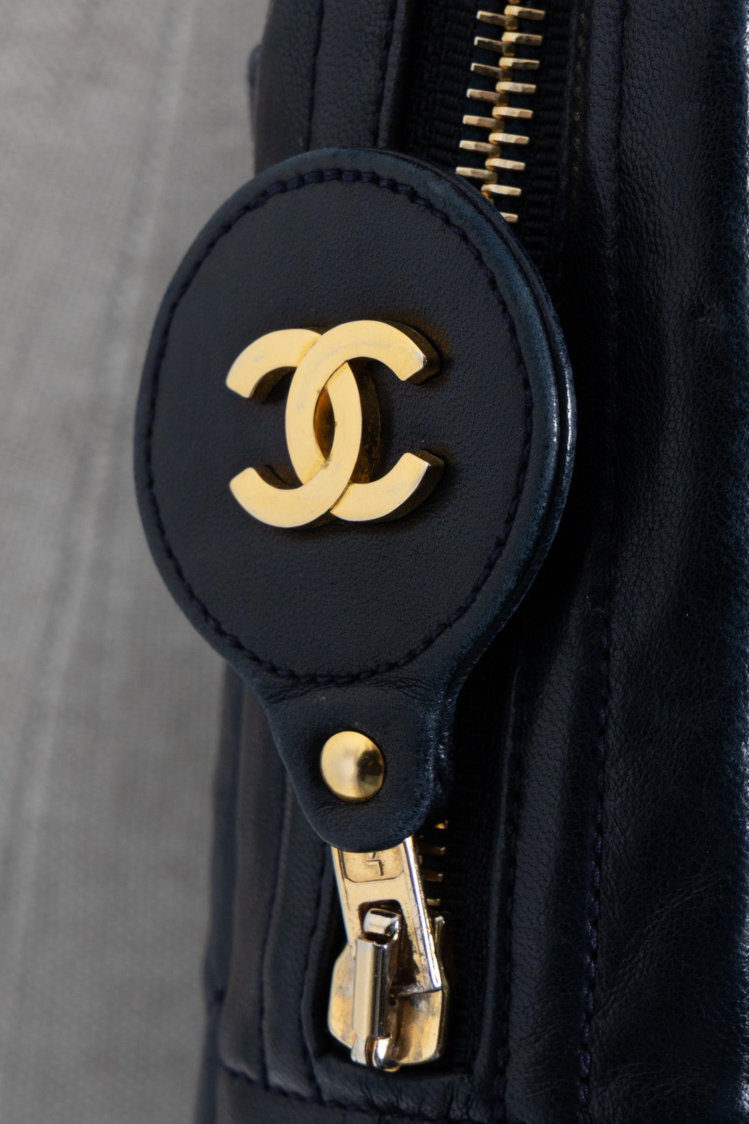 CHANEL Quilted Camera Messenger Bag Navy