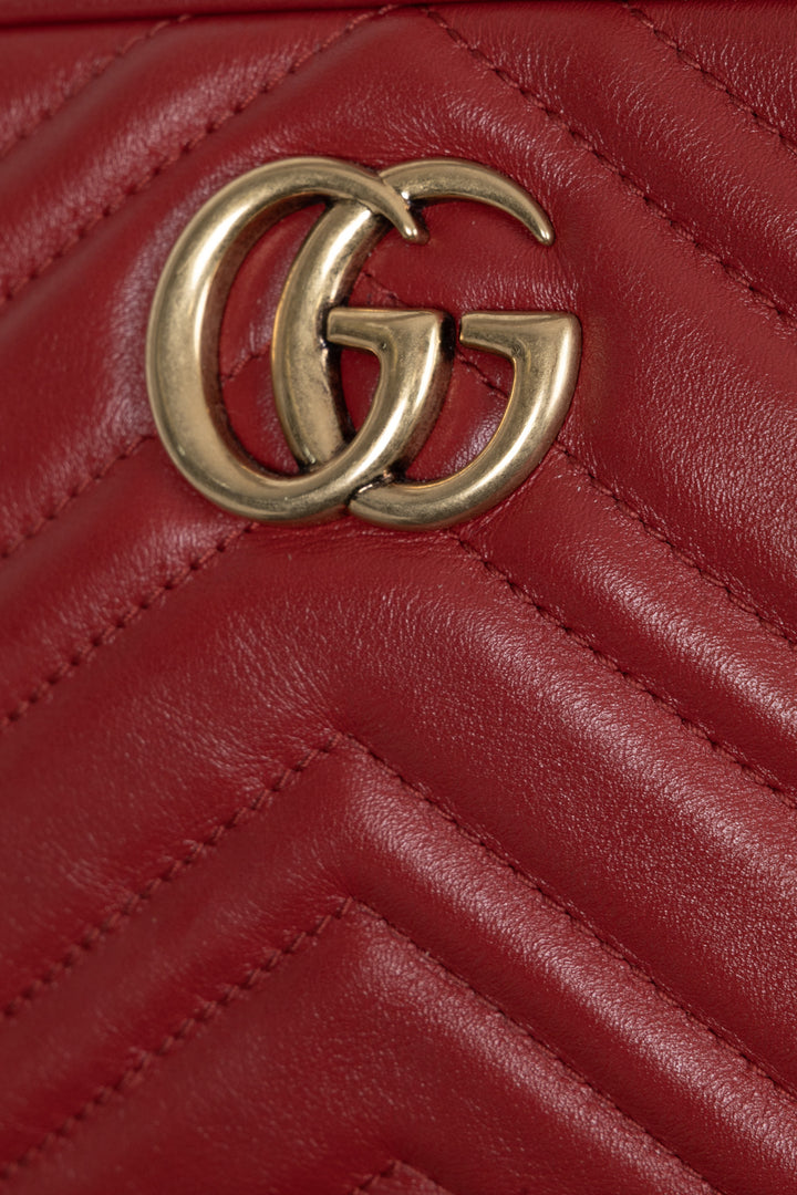 GUCCI Small Marmont Camera Bag Leather Red