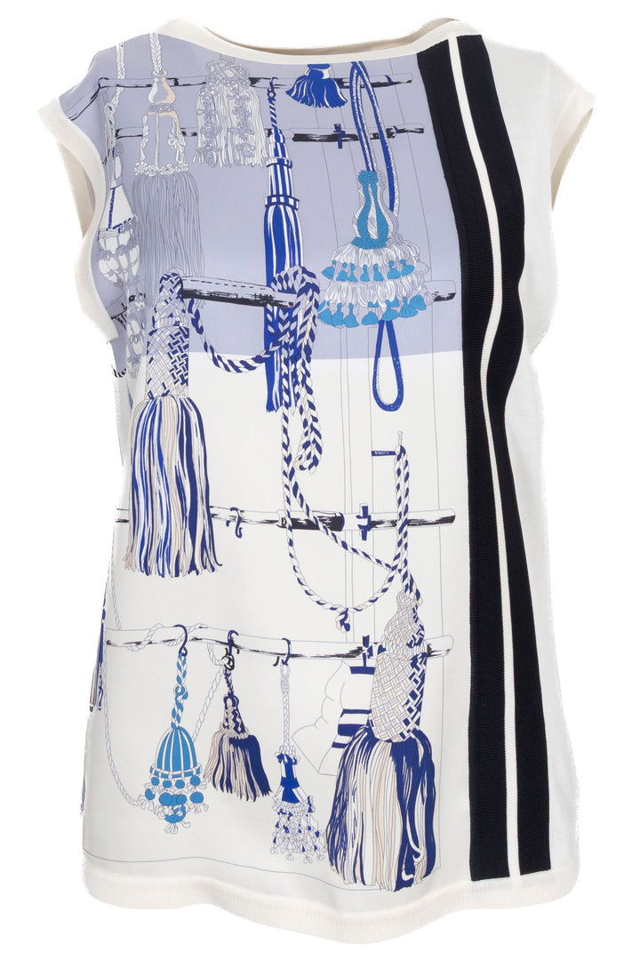 HERMÈS Passementerie Quadri Sleeveless Top Silk Ivory