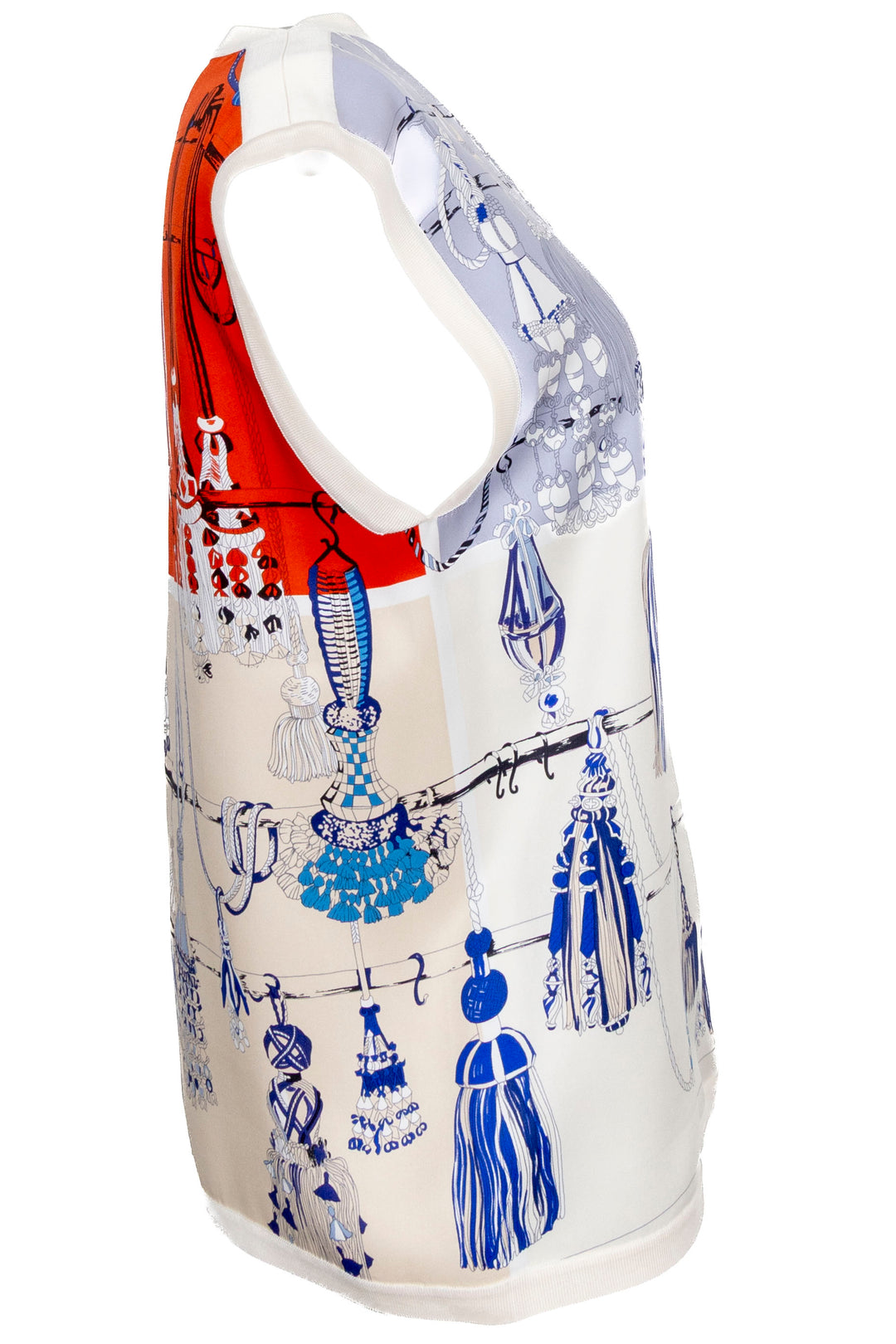 HERMÈS Passementerie Quadri Sleeveless Top Silk Ivory