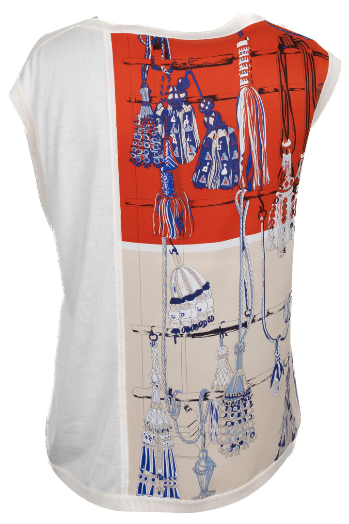 HERMÈS Passementerie Quadri Sleeveless Top Silk Ivory