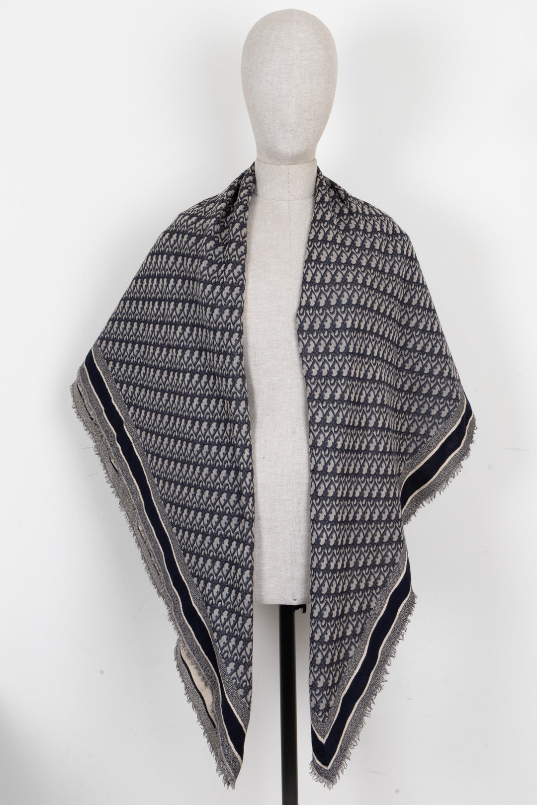 CHRISTIAN DIOR Oblique 140 Scarf Navy