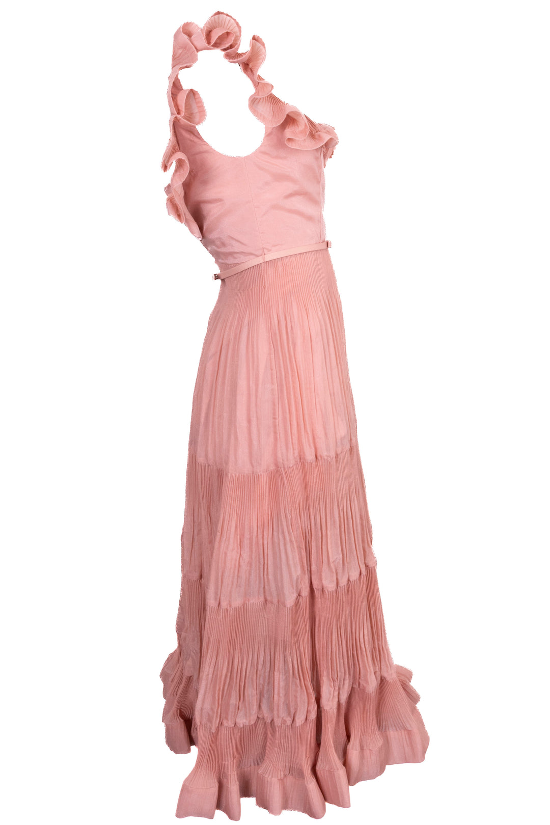ZIMMERMANN Pleated Tiered Midi Dress Dusty Pink