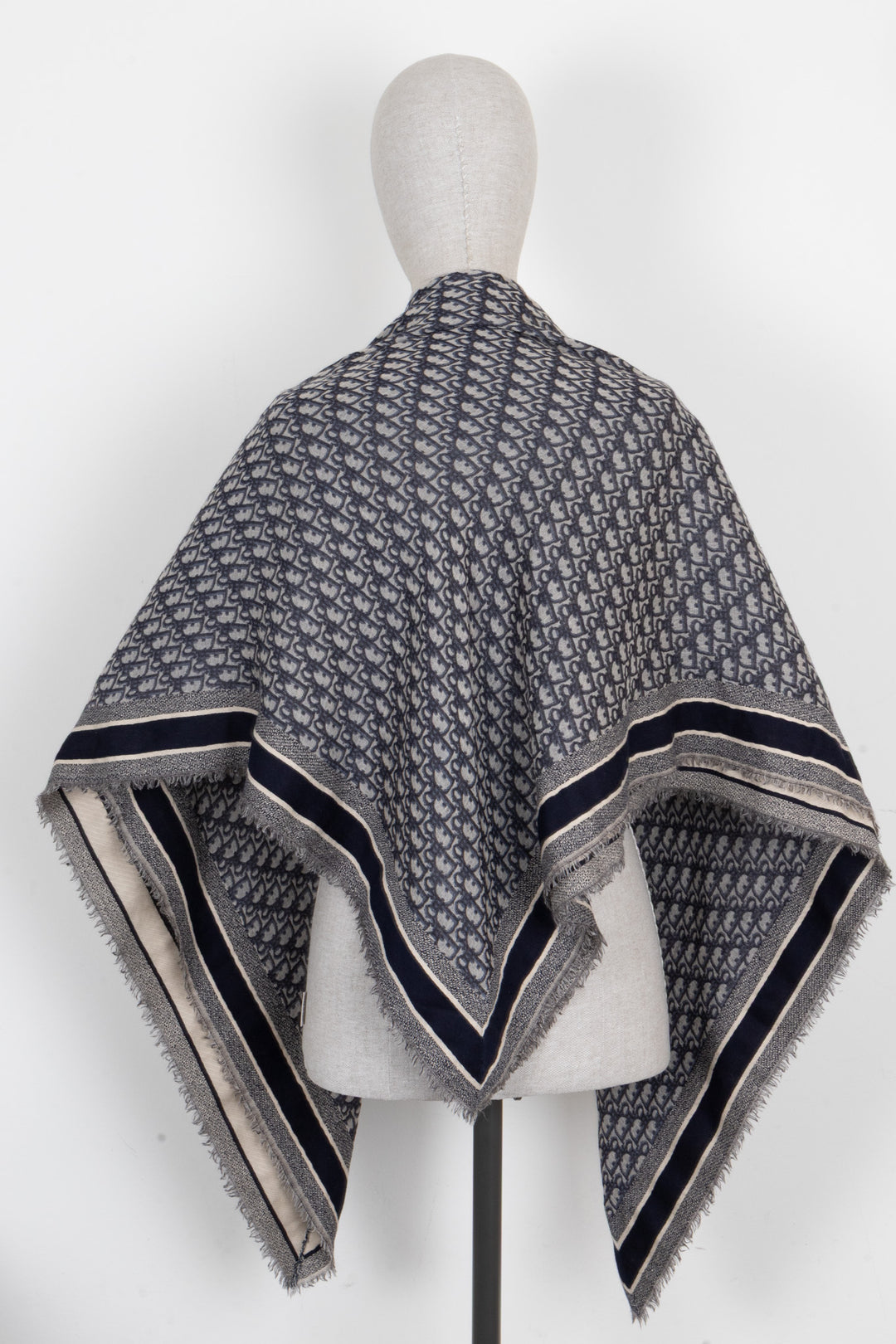 CHRISTIAN DIOR Oblique 140 Scarf Navy