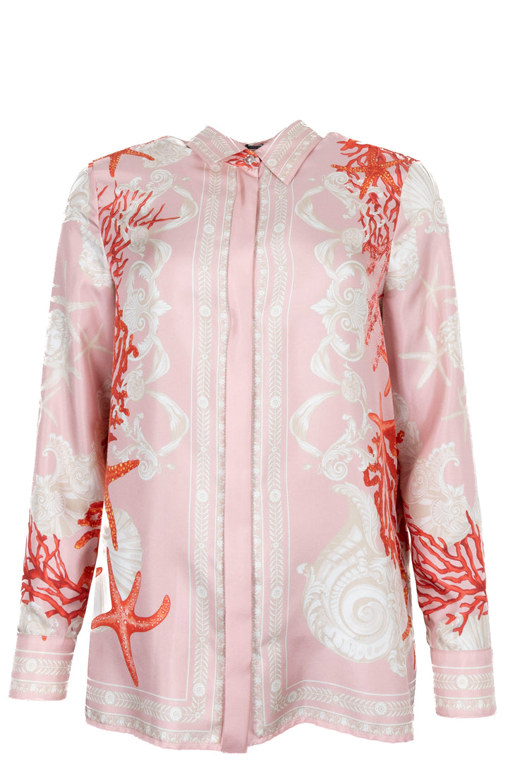 VERSACE Seastar Medusa Print Shirt Silk Pink