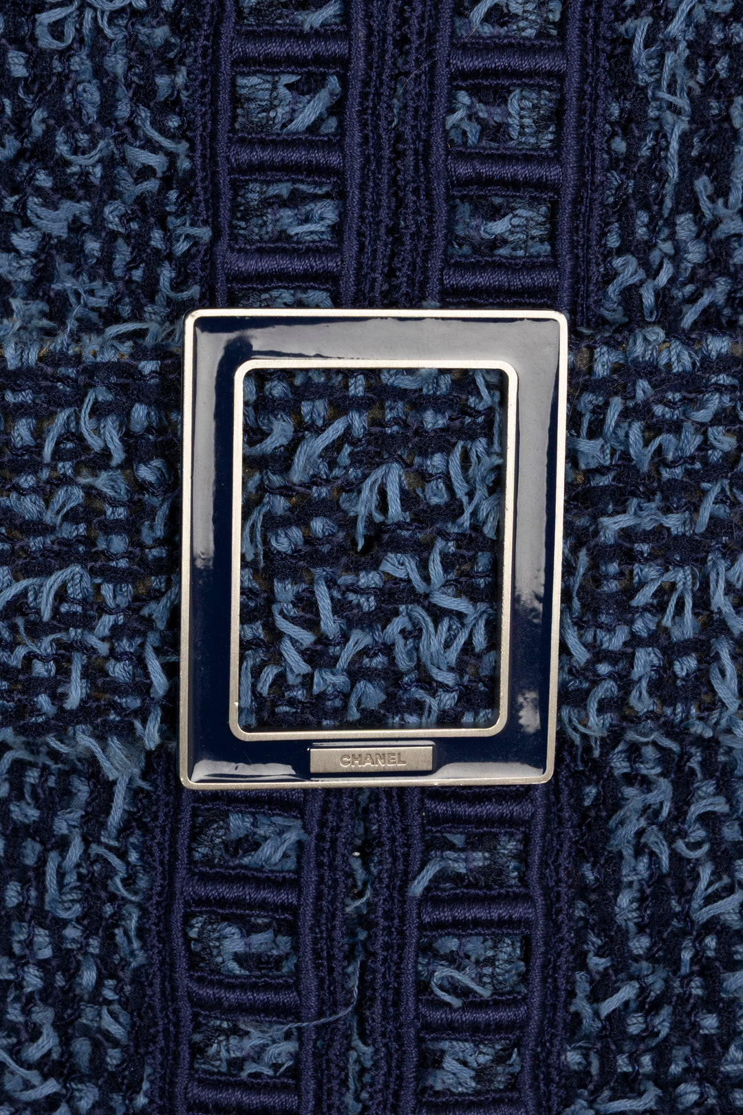 CHANEL 2013 Belted Dress Tweed Blue