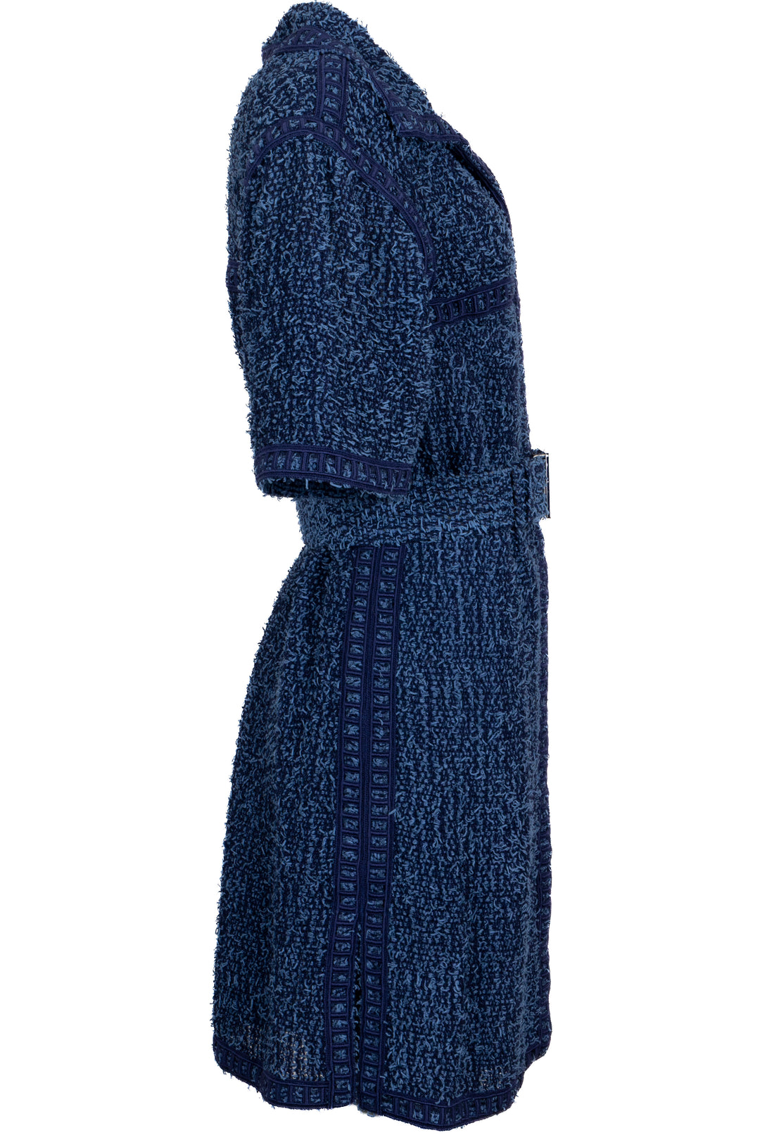 CHANEL 2013 Belted Dress Tweed Blue