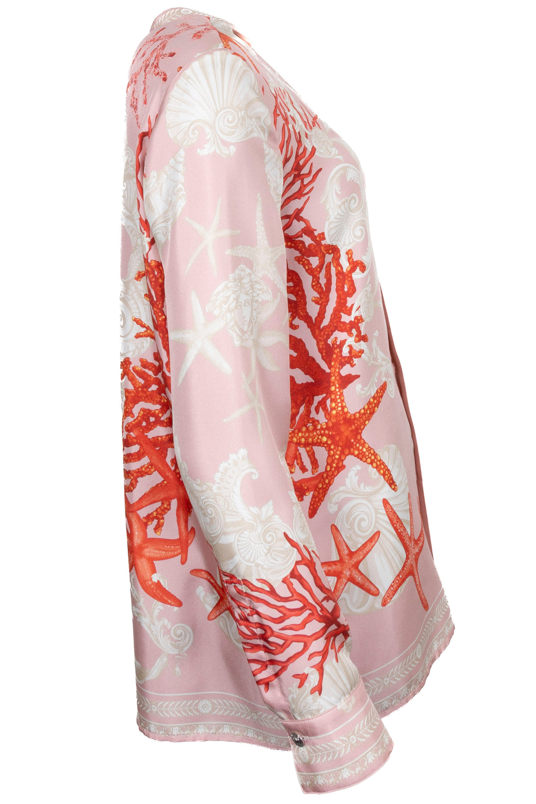 VERSACE Seastar Medusa Print Shirt Silk Pink