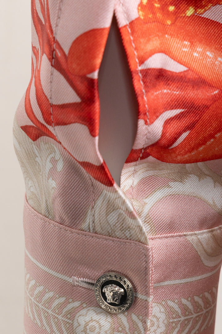 VERSACE Seastar Medusa Print Shirt Silk Pink