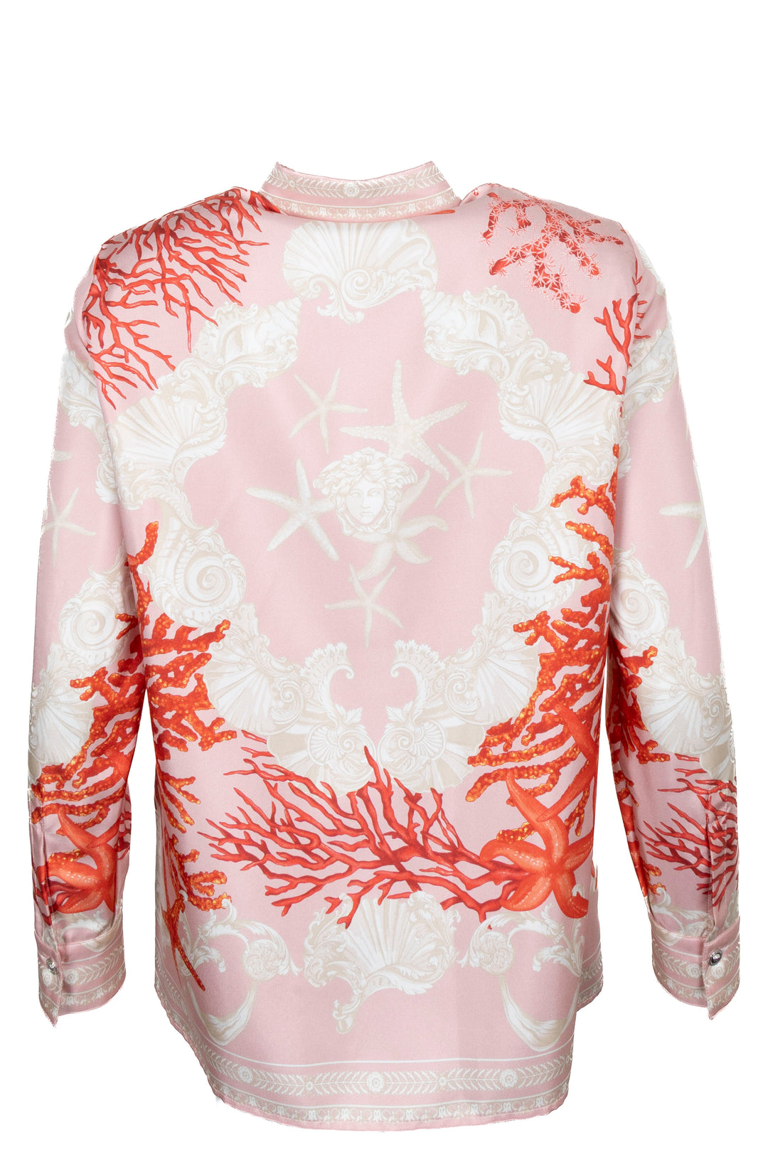 VERSACE Seastar Medusa Print Shirt Silk Pink