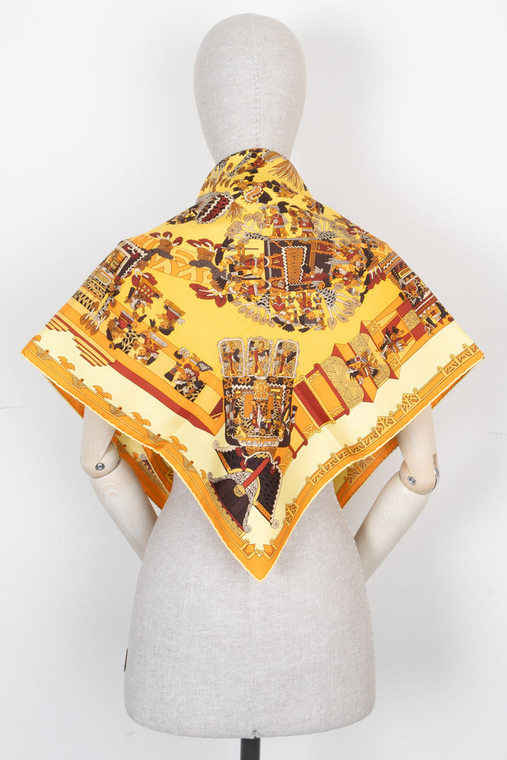 HERMÈS Astres Et Soleils 90 Scarf Silk Yellow Orange