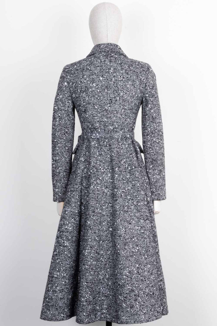 CHRISTIAN DIOR Belted A Line Coat Black White