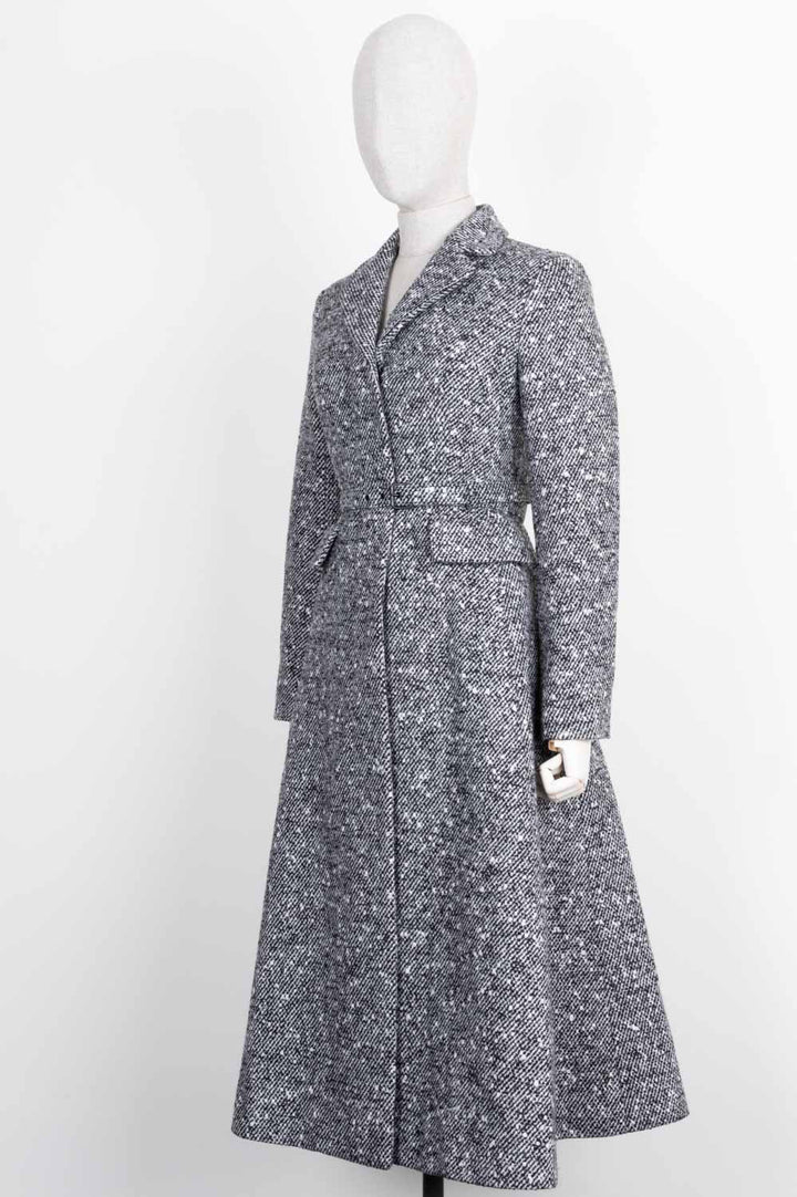 CHRISTIAN DIOR Belted A Line Coat Black White