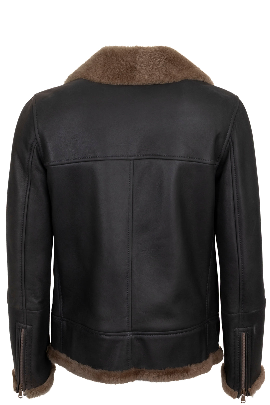 BRUNELLO CUCINELLI Shearling Monili Zip Jacket Leather Brown