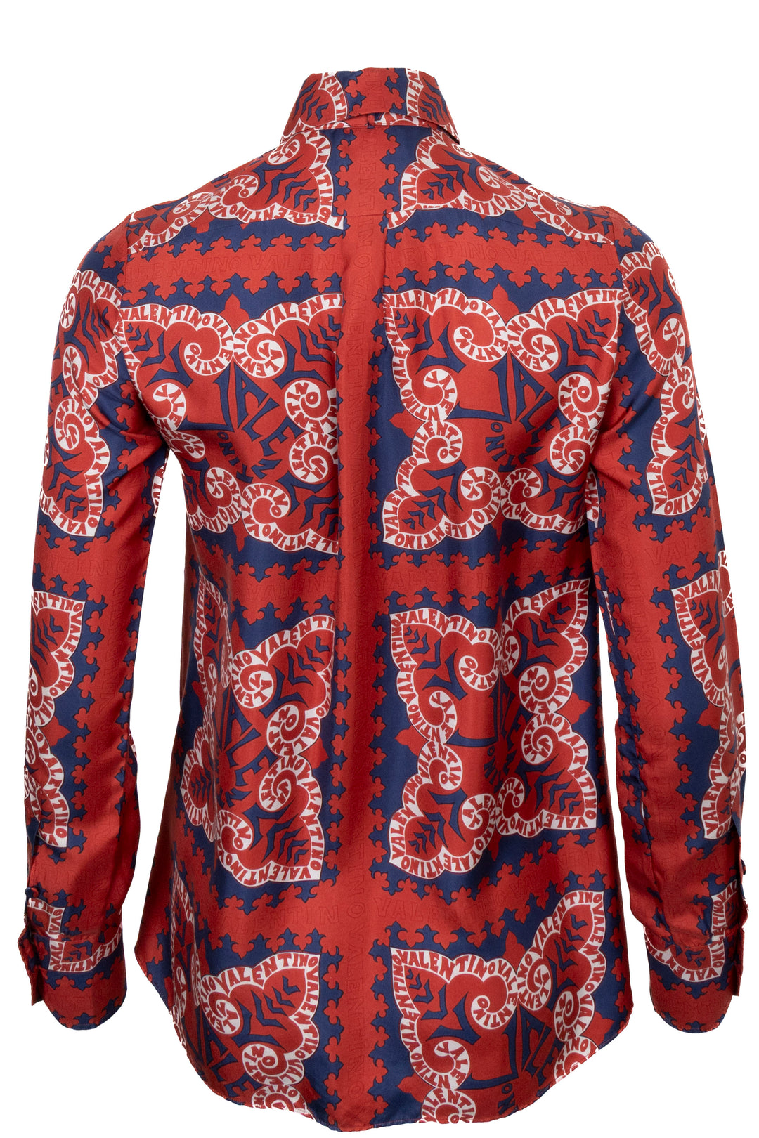 VALENTINO Logo Pussy Bow Blouse Silk Red