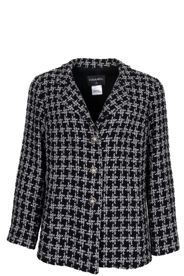 CHANEL 2010 Veste en tweed noir et blanc