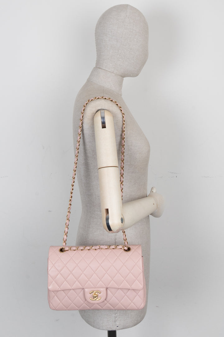 CHANEL Medium Classic Double Flap Bag Pink