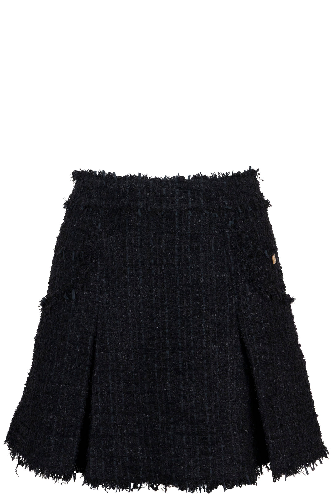 Mini-jupe plissée en tweed noir BALMAIN
