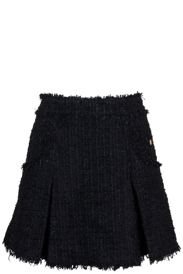 Mini-jupe plissée en tweed noir BALMAIN
