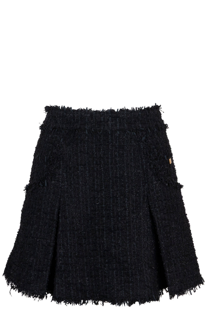 Mini-jupe plissée en tweed noir BALMAIN