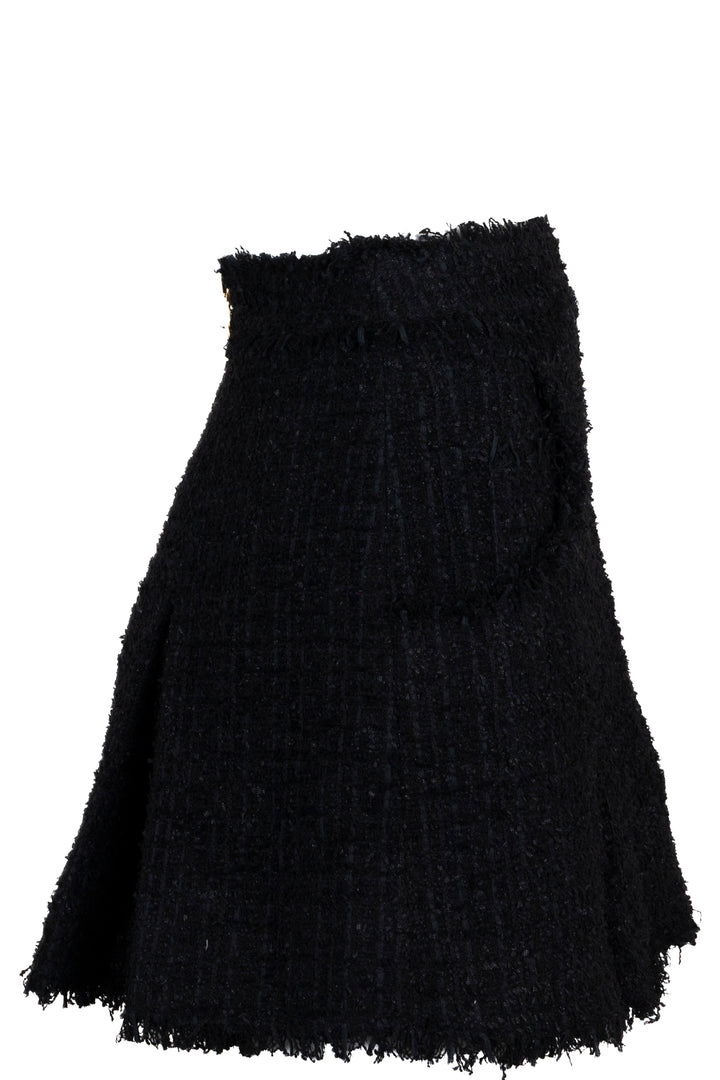Mini-jupe plissée en tweed noir BALMAIN
