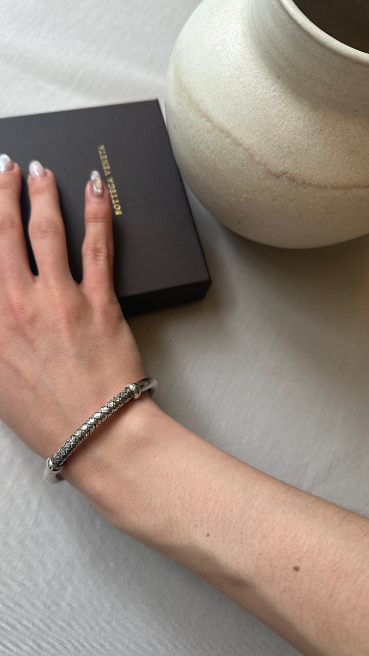 BOTTEGA VENETA Intrecciato Cuff Sterling Silver