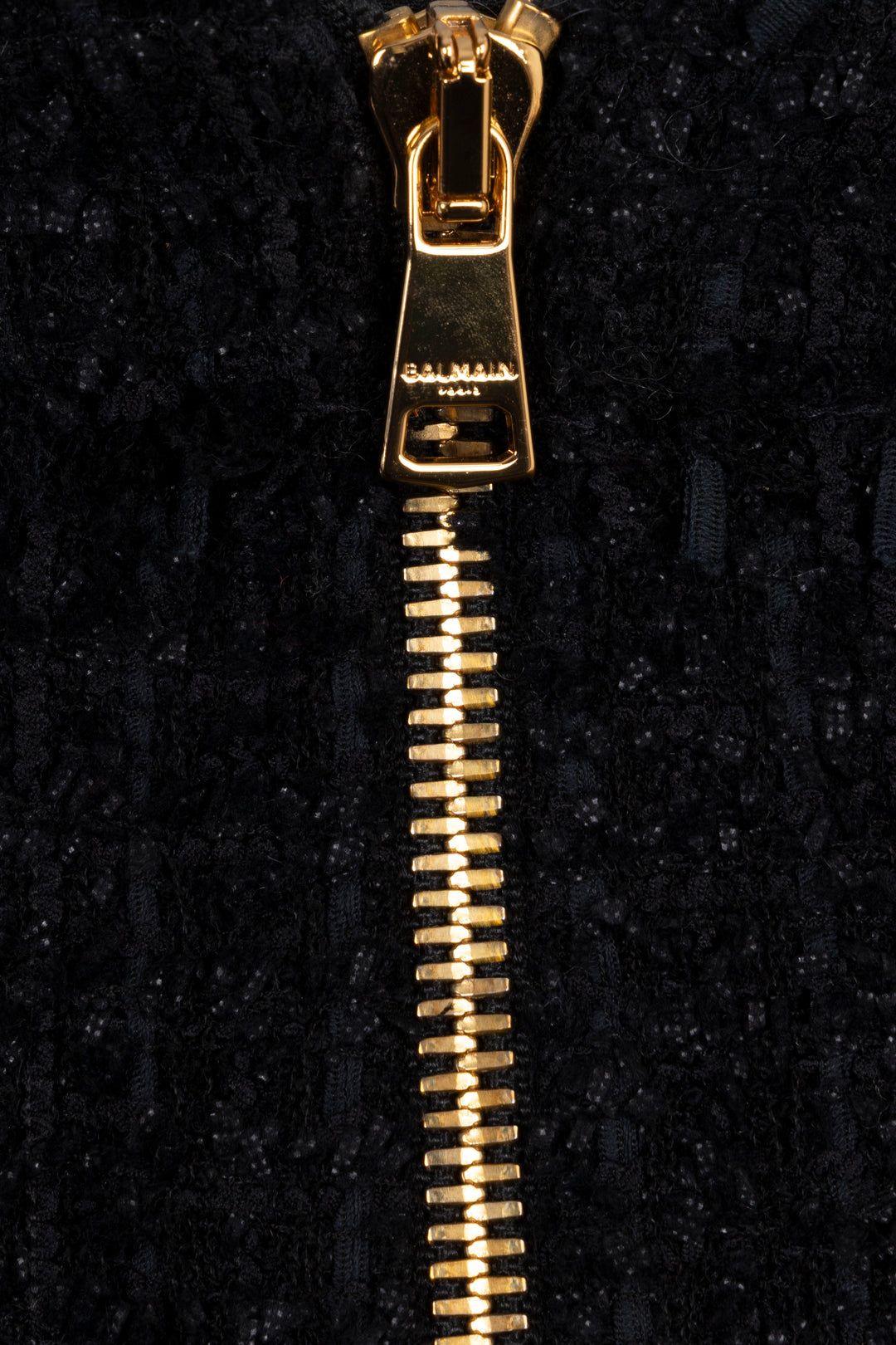 Mini-jupe plissée en tweed noir BALMAIN