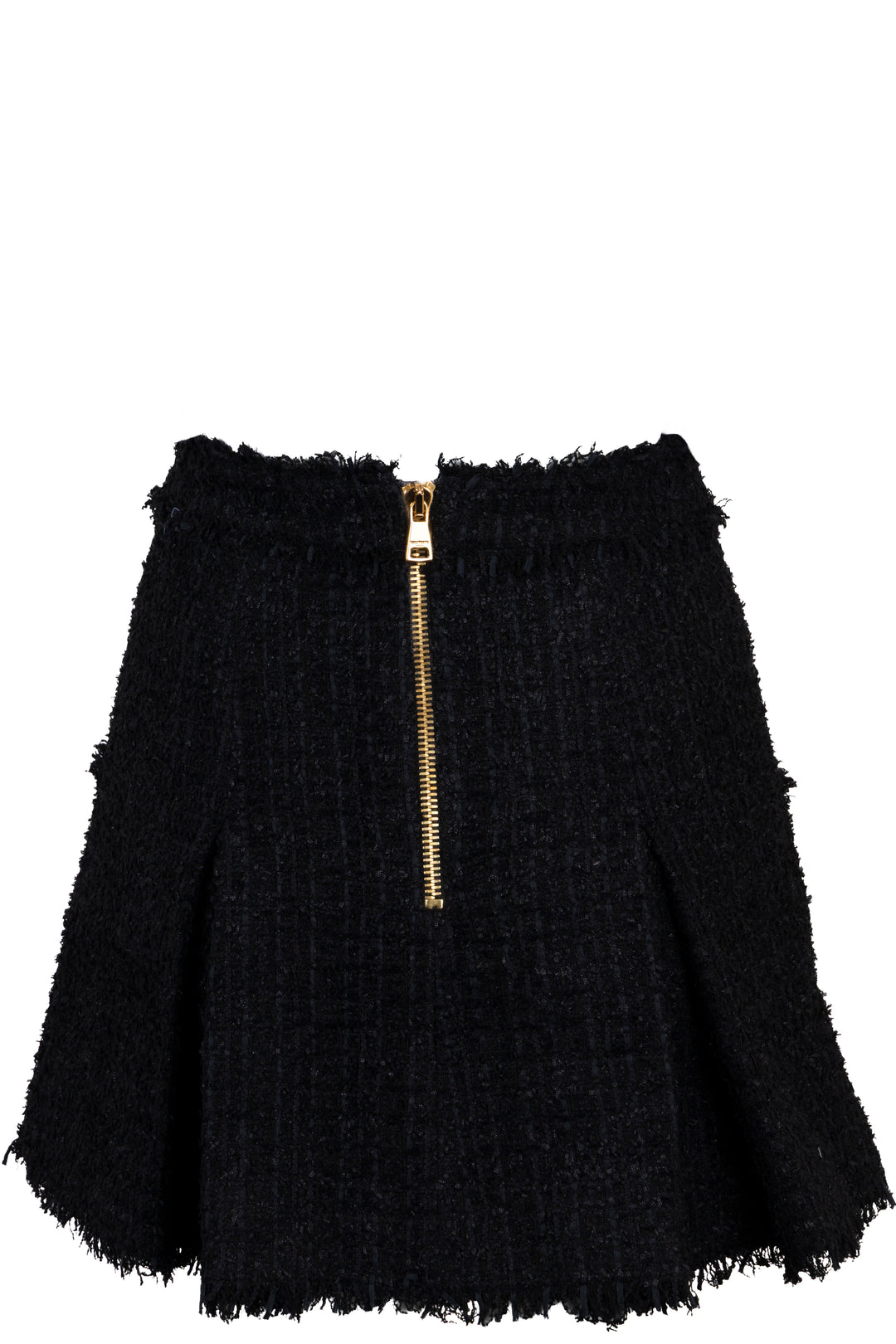 Mini-jupe plissée en tweed noir BALMAIN