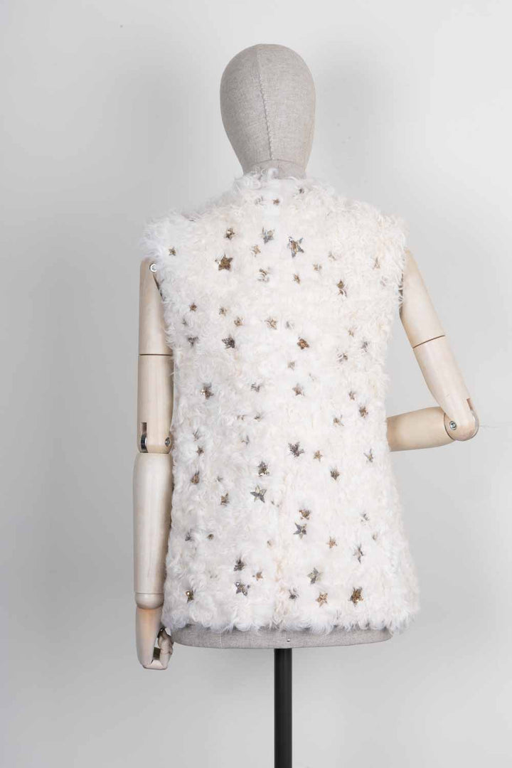 VALENTINO Star Sequin Gilet White