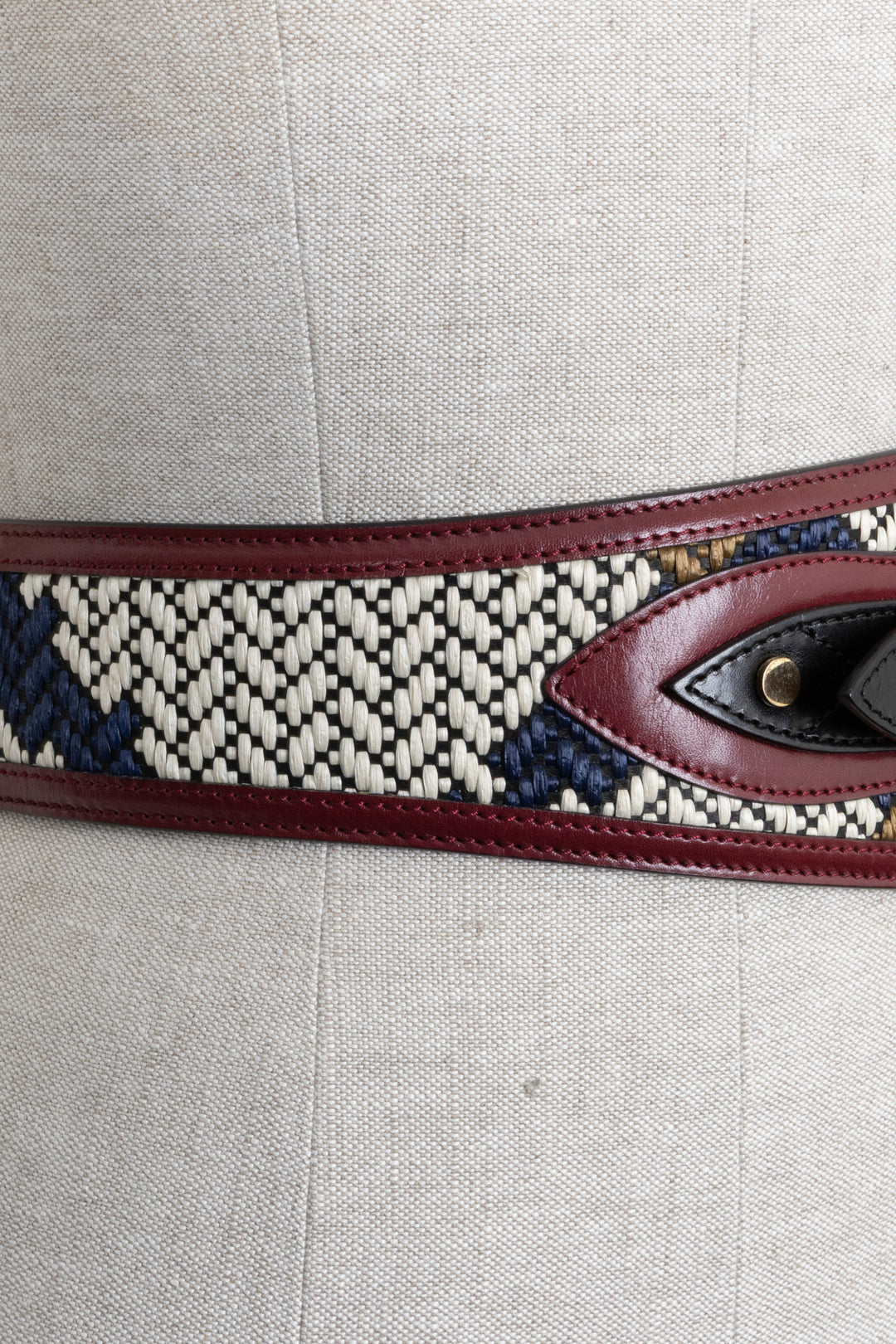 BURBERRY Wide Belt Raffia Burgundy