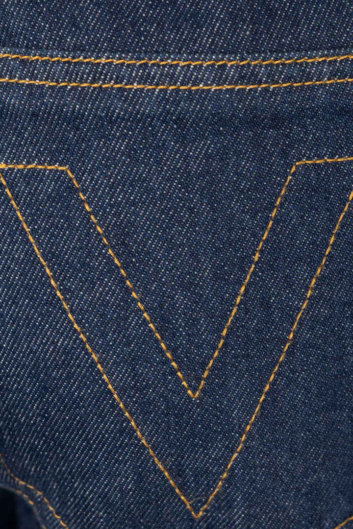 VALENTINO VLogo Cropped Denim Pants Dark Blue