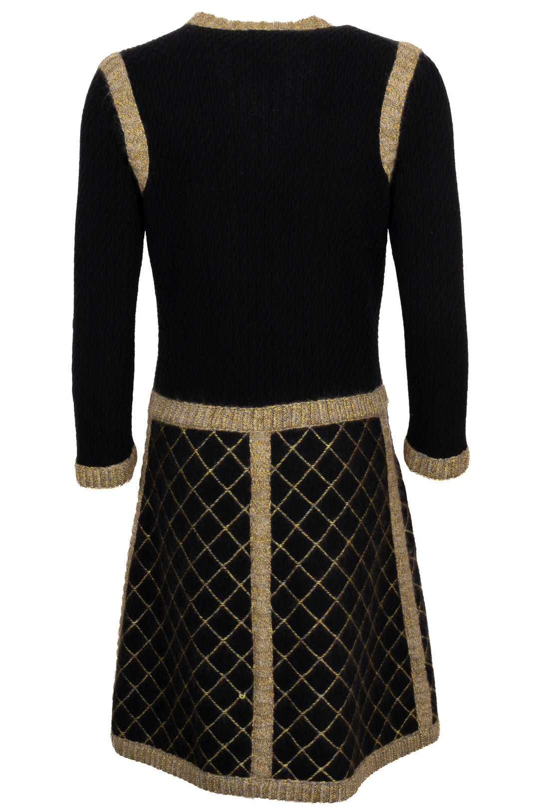 CHANEL 2015 Long Sleeve Knit Dress Cashmere Black