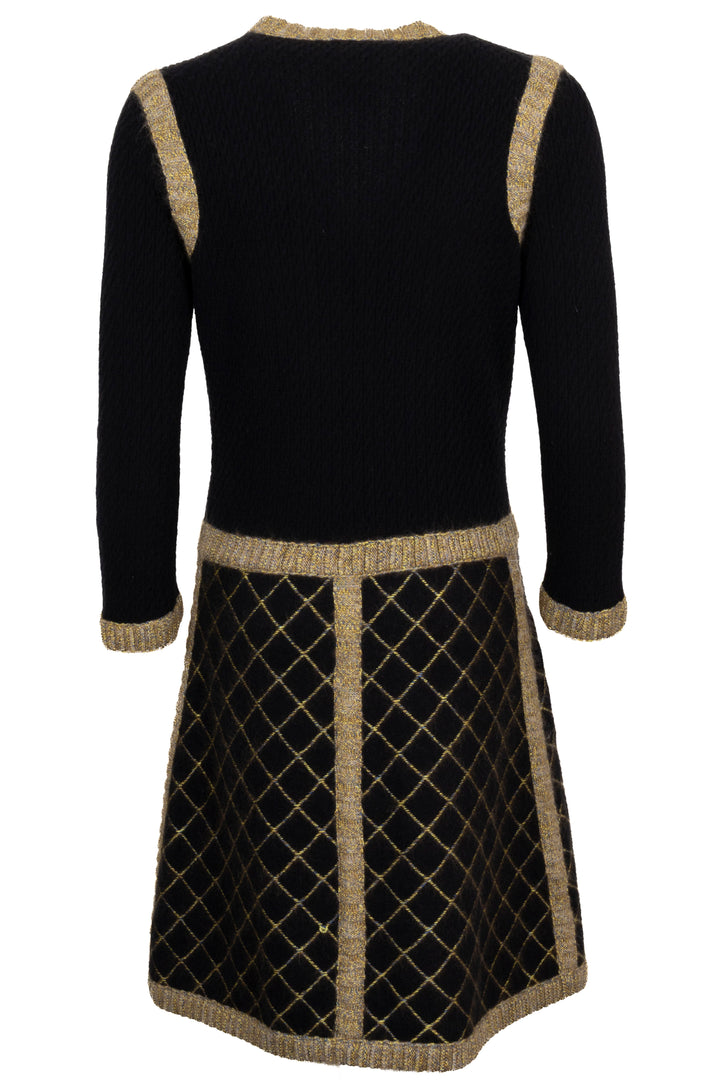CHANEL 2015 Long Sleeve Knit Dress Cashmere Black