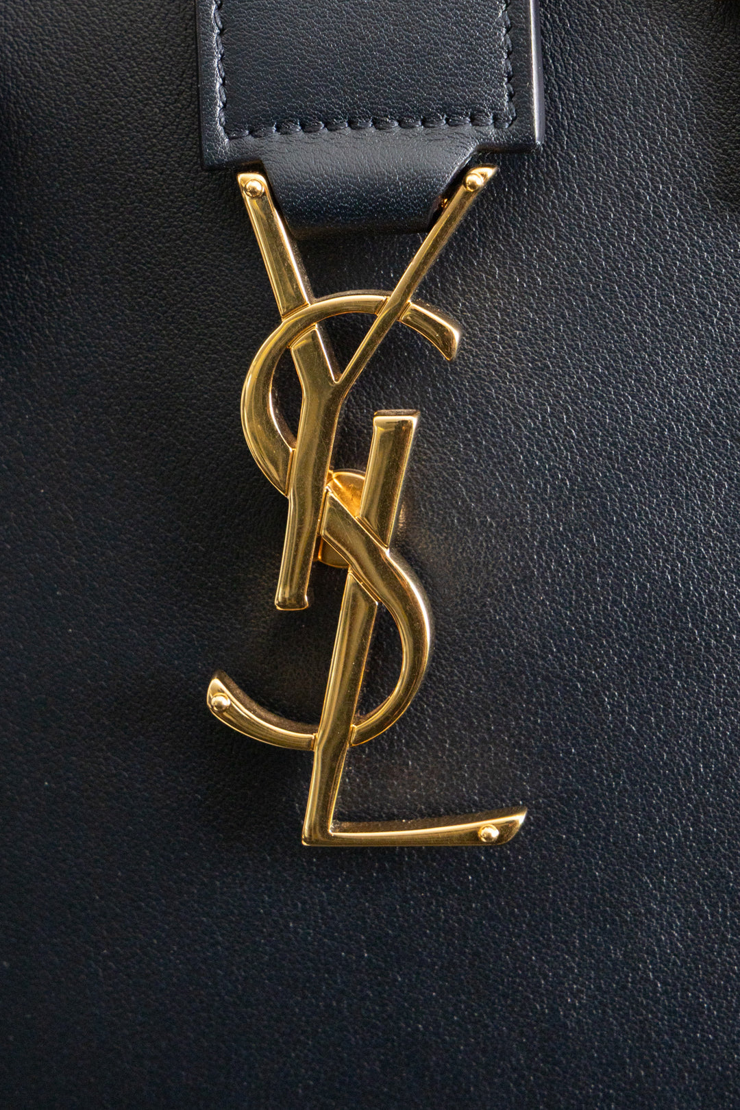 SAINT LAURENT Cabas Baby 2 Ways Top Handle Bag Navy