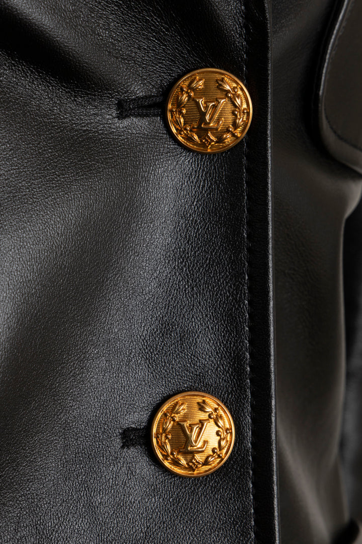 LOUIS VUITTON 2023 Patch Pocket Leather Blazer Black
