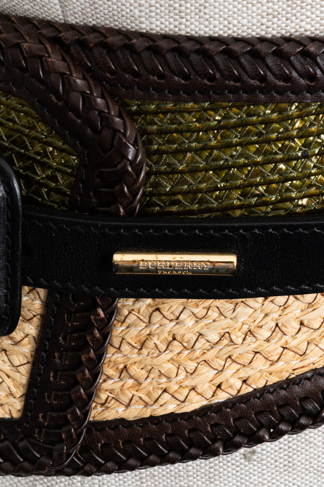 BURBERRY Wide Belt Raffia Green