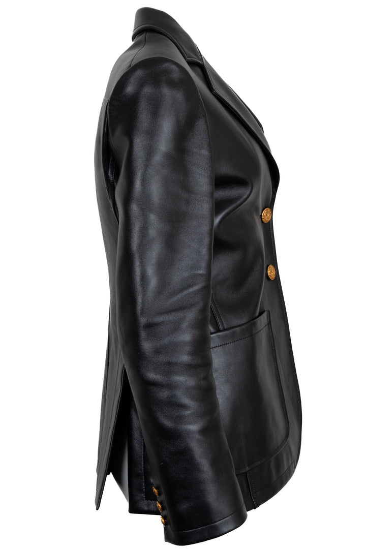 LOUIS VUITTON 2023 Patch Pocket Leather Blazer Black