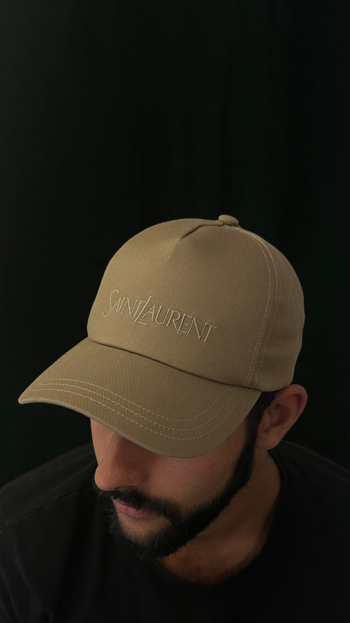 SAINT LAURENT Logo Cap Khaki