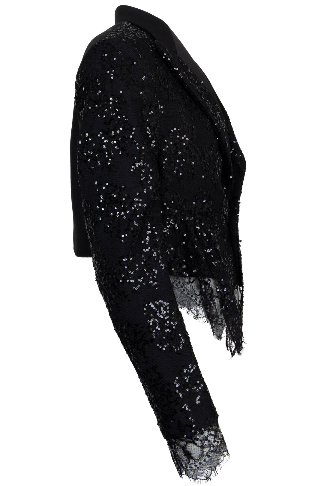 LOUIS VUITTON Habit court en dentelle à sequins en mohair noir
